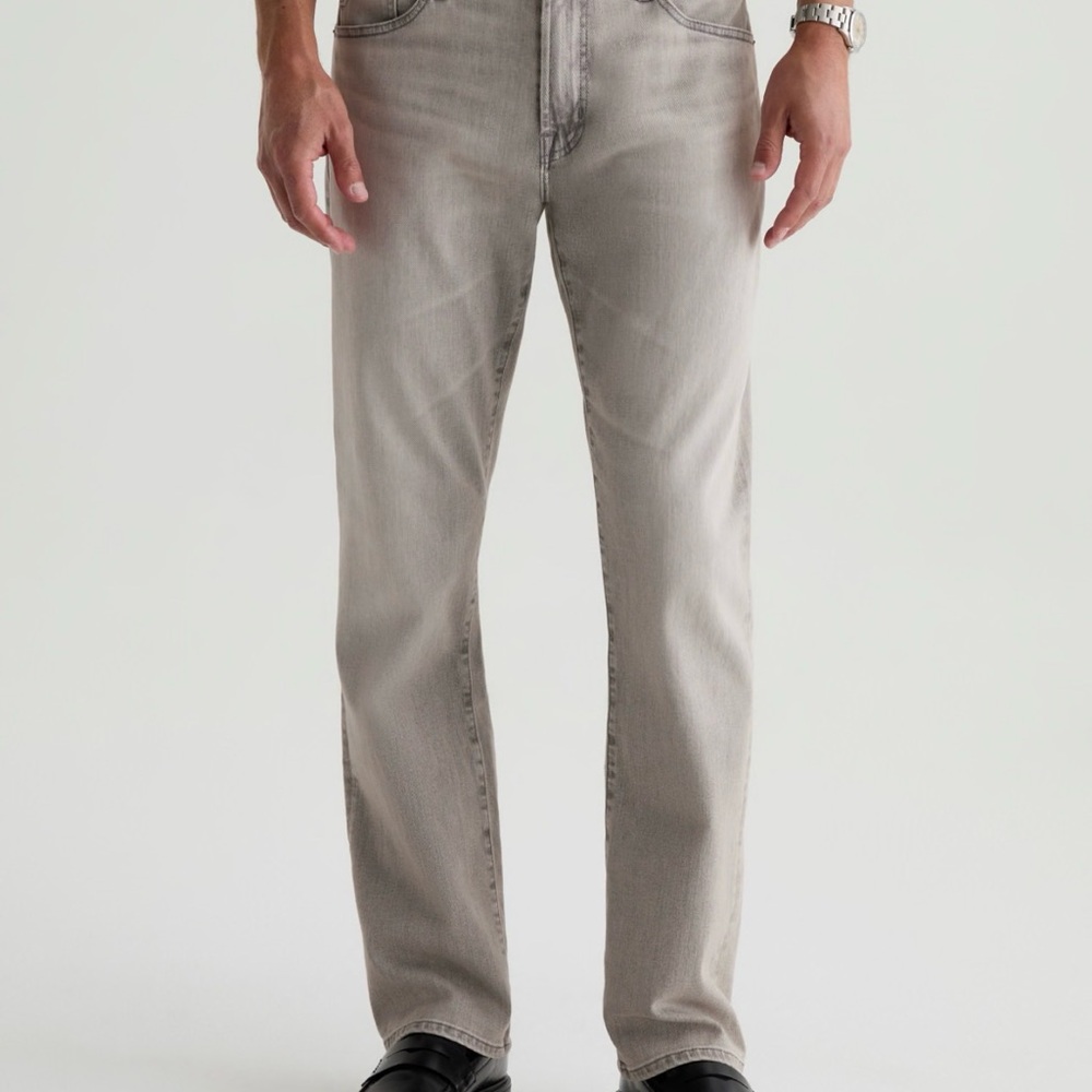 AG Adriano Goldschmied Light Gray The Protégé Straight Leg Size 38